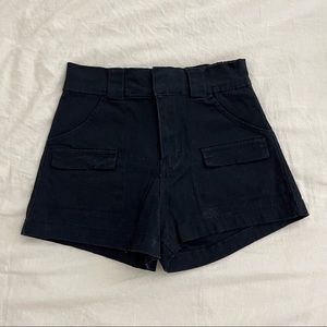Black High Rise Cargo Shorts